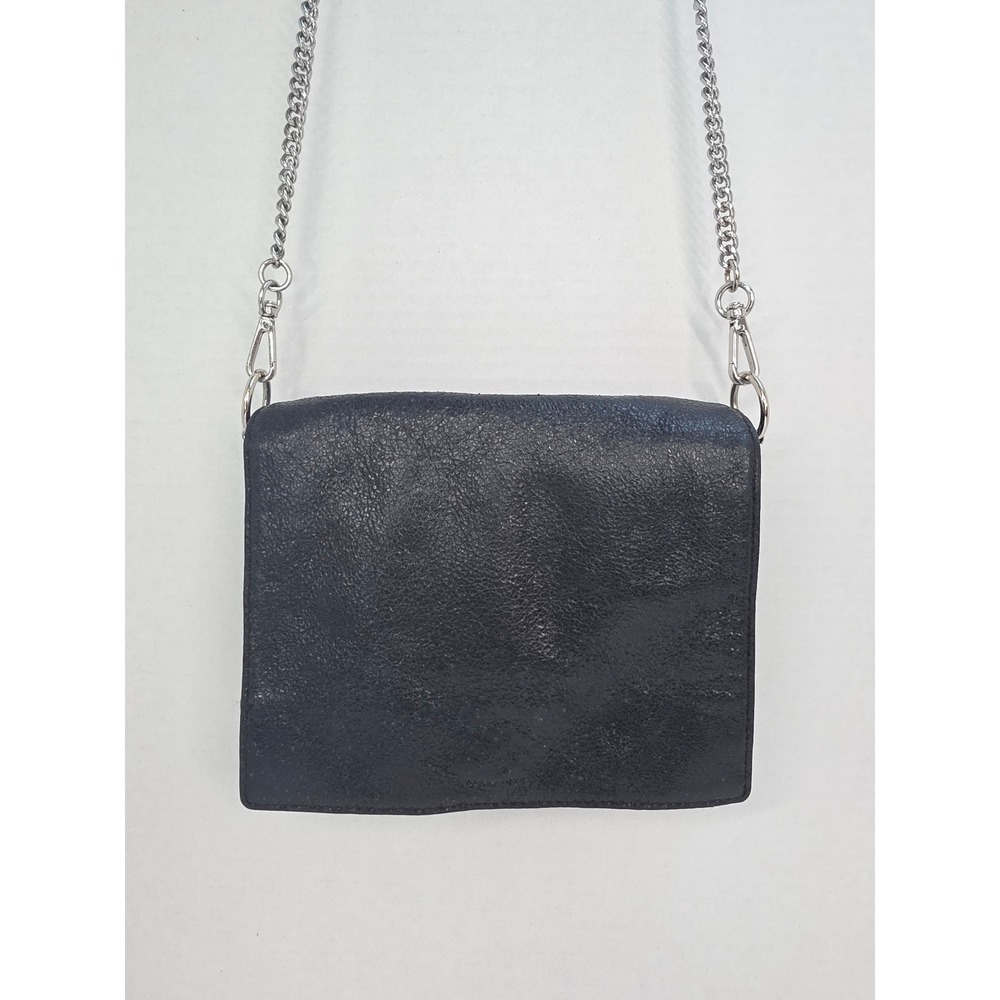 AllSaints Zep Shoulder Bag Black Lamb Leather Crossbody‎ Clutch WB227M